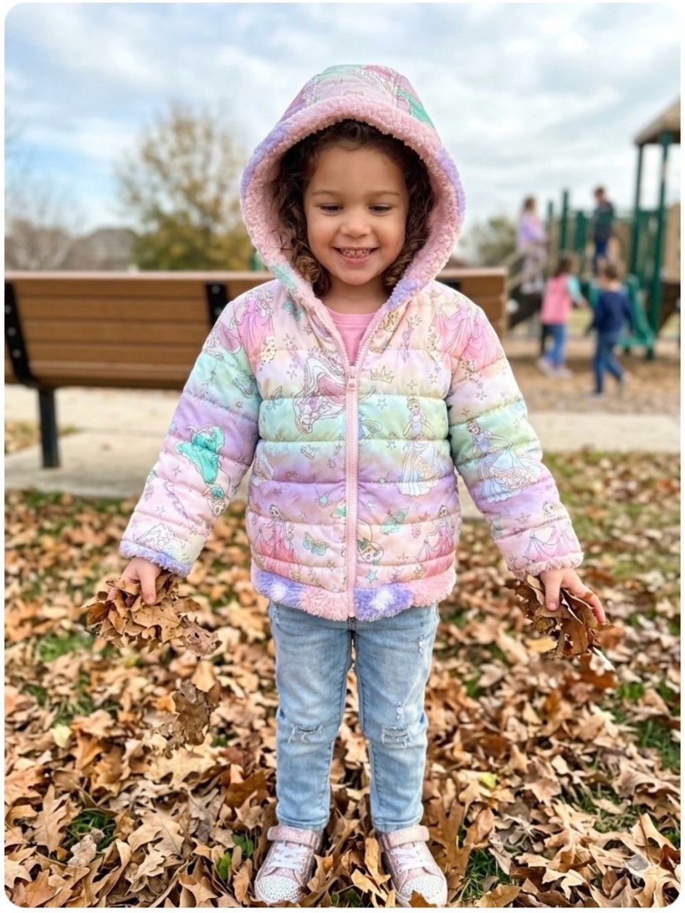 Disney Princess Reversible Hooded Warm Puffer Coat Toddler Size 4